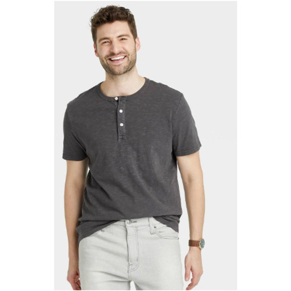 Goodfellow & Co Shirts New Mens Short Sleeve Henley Shirt Goodfellow Co Railroad Gray Xl